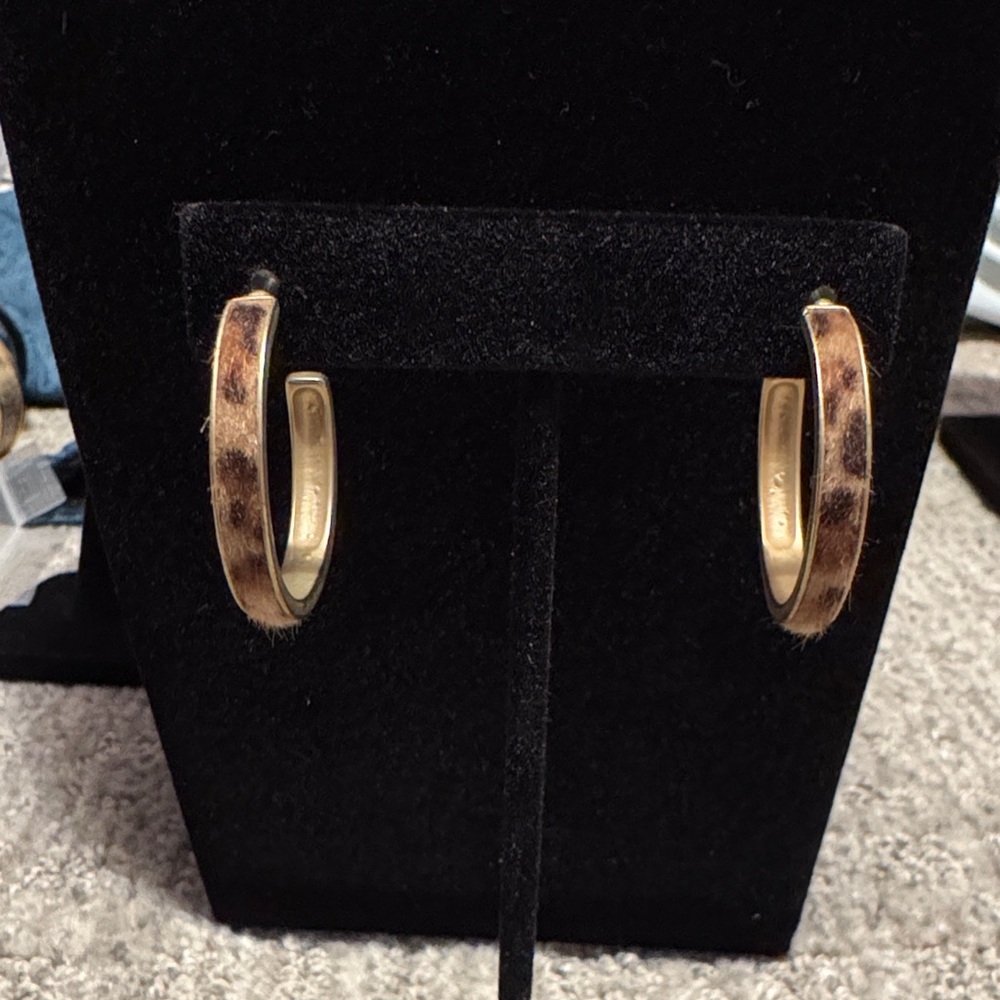 Leopard Gold and Brown Hoop Earrings